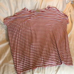 Red and white striped short sleeved Piko